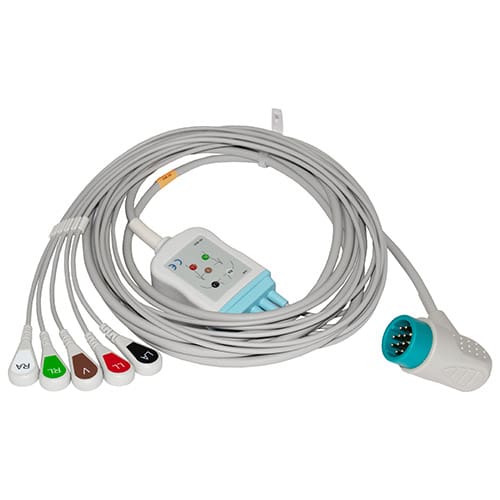 ECG Cable Physio Control Lifepak, 5 Lead, Snap, One Piece Soma