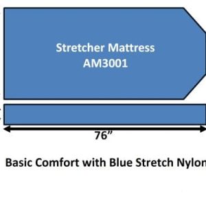 Stretcher Mattress, Basic Comfort, 76x24x4 inch with 10 inch Top Center cut