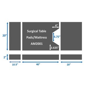 Surgical Table Pads for Steris 2080, 3 piece set, 2" thick