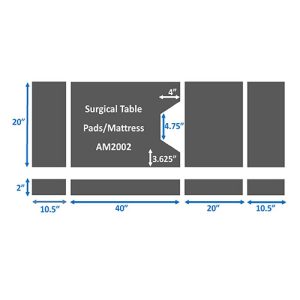 Surgical Table Pads for Steris 2080-IA,  4 piece set, 2" thick
