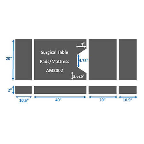 Surgical Table Pads for Steris 2080-IA,  4 piece set, 2" thick - Image 1