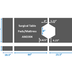 Surgical Table Pads for Steris 4085, 3 piece set, 2" thick