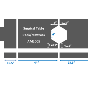 Surgical Table Pads for Steris 5085 SRT, 3 piece set, 2" thick