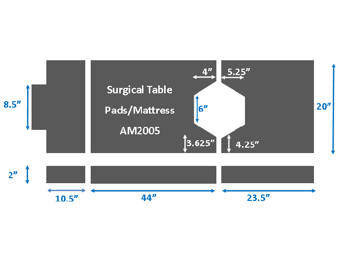 Surgical Table Pads for Steris 5085 SRT, 3 piece set, 2" thick - Image 1