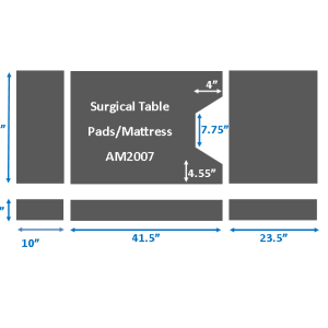 Surgical Table Pads for Skytron 6001, 6500, 3 piece set, 2" thick