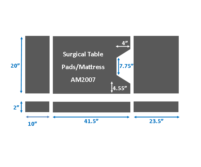 Surgical Table Pads for Skytron 6001, 6500, 3 piece set, 2" thick - Image 1