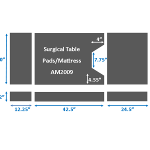 Surgical Table Pads for Skytron 6700B, 6701, 3 piece set, 2" thick