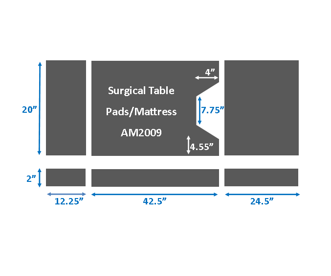 Surgical Table Pads for Skytron 6700B, 6701, 3 piece set, 2" thick - Image 1