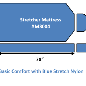 Stretcher Mattress, Basic Comfort, 1068/1069, 78x26x3 inch with 9 inch Top Center with head piece pad