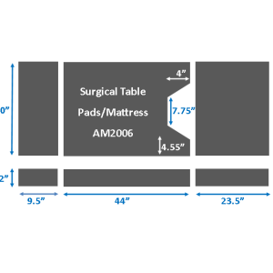 Surgical Table Pads for Skytron 3500, 3 piece set, 2" thick