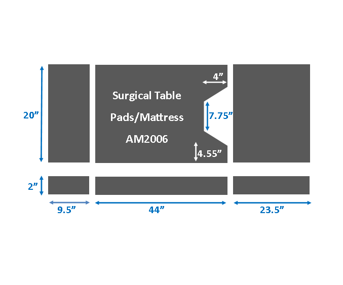 Surgical Table Pads for Skytron 3500, 3 piece set, 2" thick - Image 1
