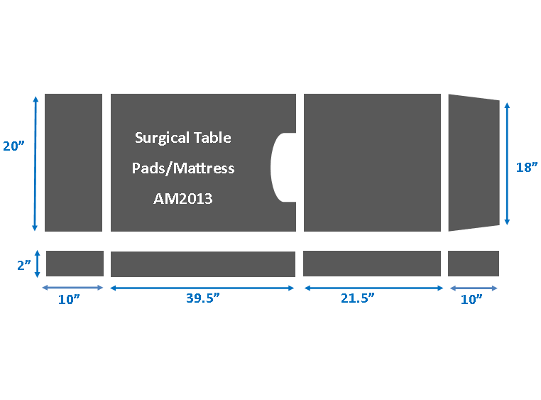 Surgical Table Pads for Maquet Alphastar, 4 piece set, 2" thick - Image 1