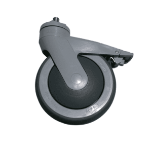 Caster 5 inch, Swivel with Brake, Threaded Steam M12-1.75