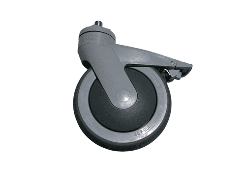 Caster 5 inch, Swivel with Brake, Threaded Steam M12-1.75 - Image 1