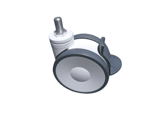 Caster Twin wheel 5 inch, Brake, Swivel, M16 Threaded Steam - Image 1