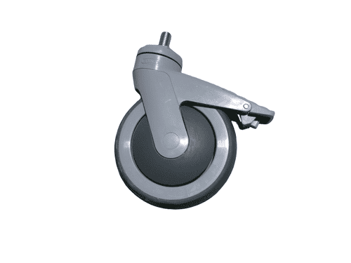 Caster 5 inch, Swivel with Brake, Threaded Steam 1/2-13 - Image 1